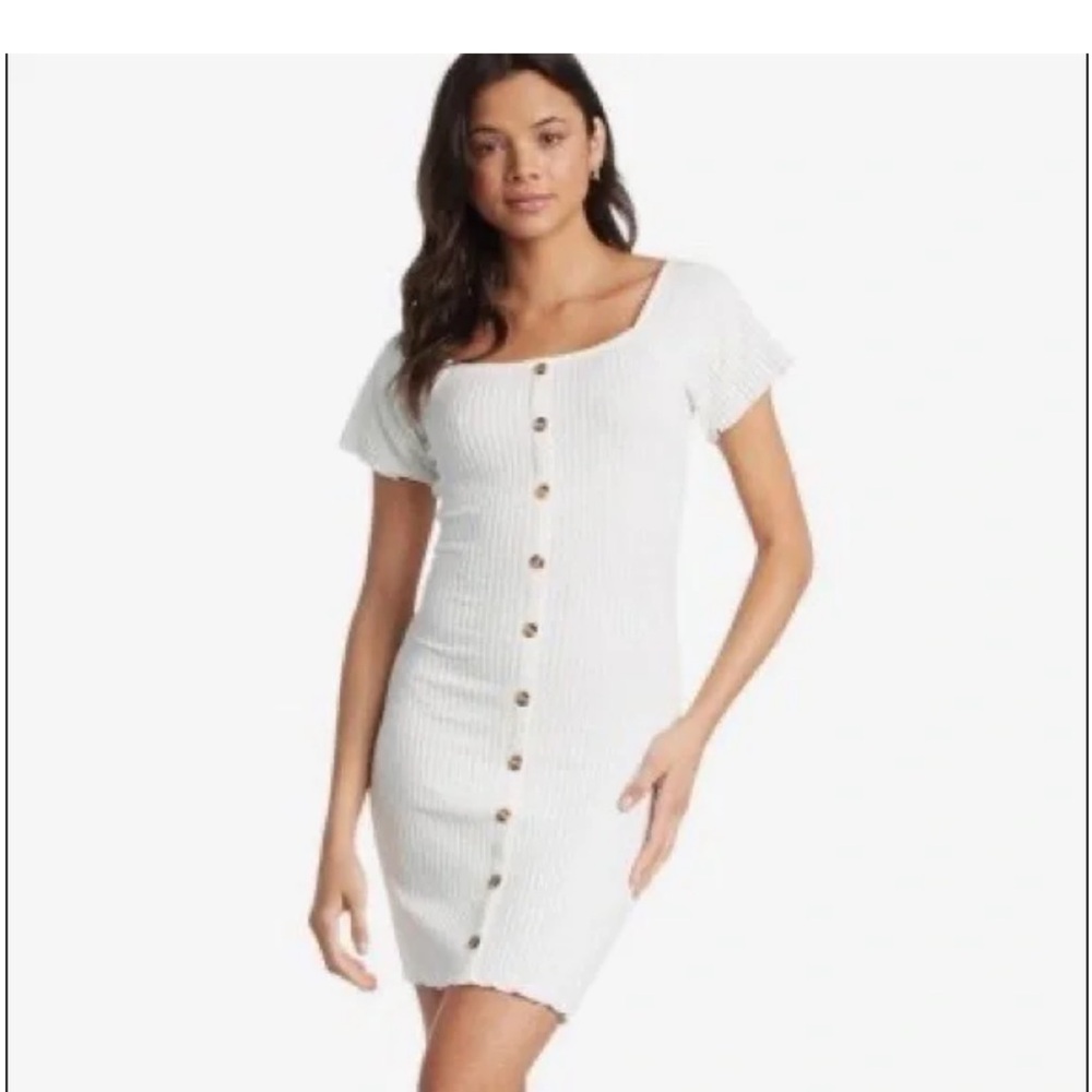 White Button-Down Ribbed Dress Roxy size large
